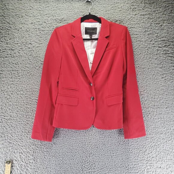 Banana Republic Blazer Womens Size 4 Red Structured Polyester Rayon Button *NWT* - Picture 1 of 9